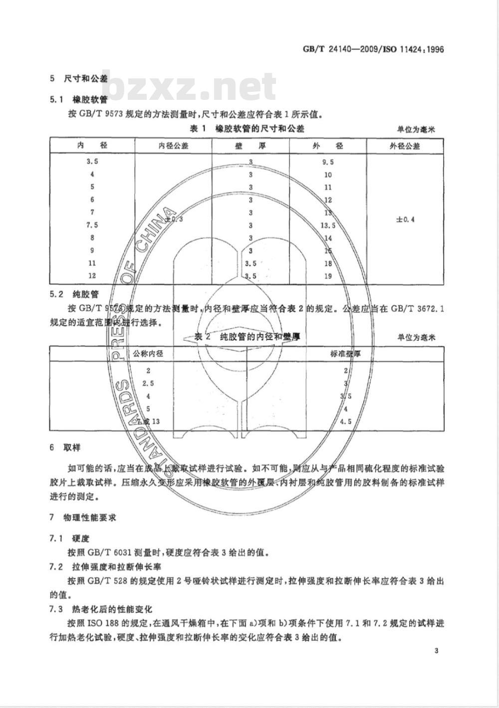 GB/T 24140-2009  内燃机空气和真空系统用橡胶软管和纯胶管 规范