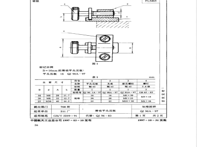 QJ 96A-1997 机床夹具零件及部件 滑动平头压板