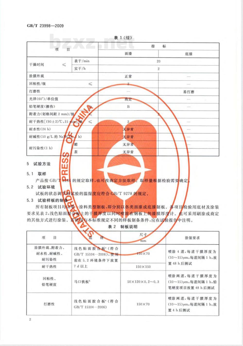 GB/T 23998-2009  室内装饰装修用溶剂型硝基木器涂料