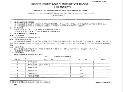 YS/T 118.15-1992 重有色冶金炉窑热平衡测定与计算方法(吹炼转炉)