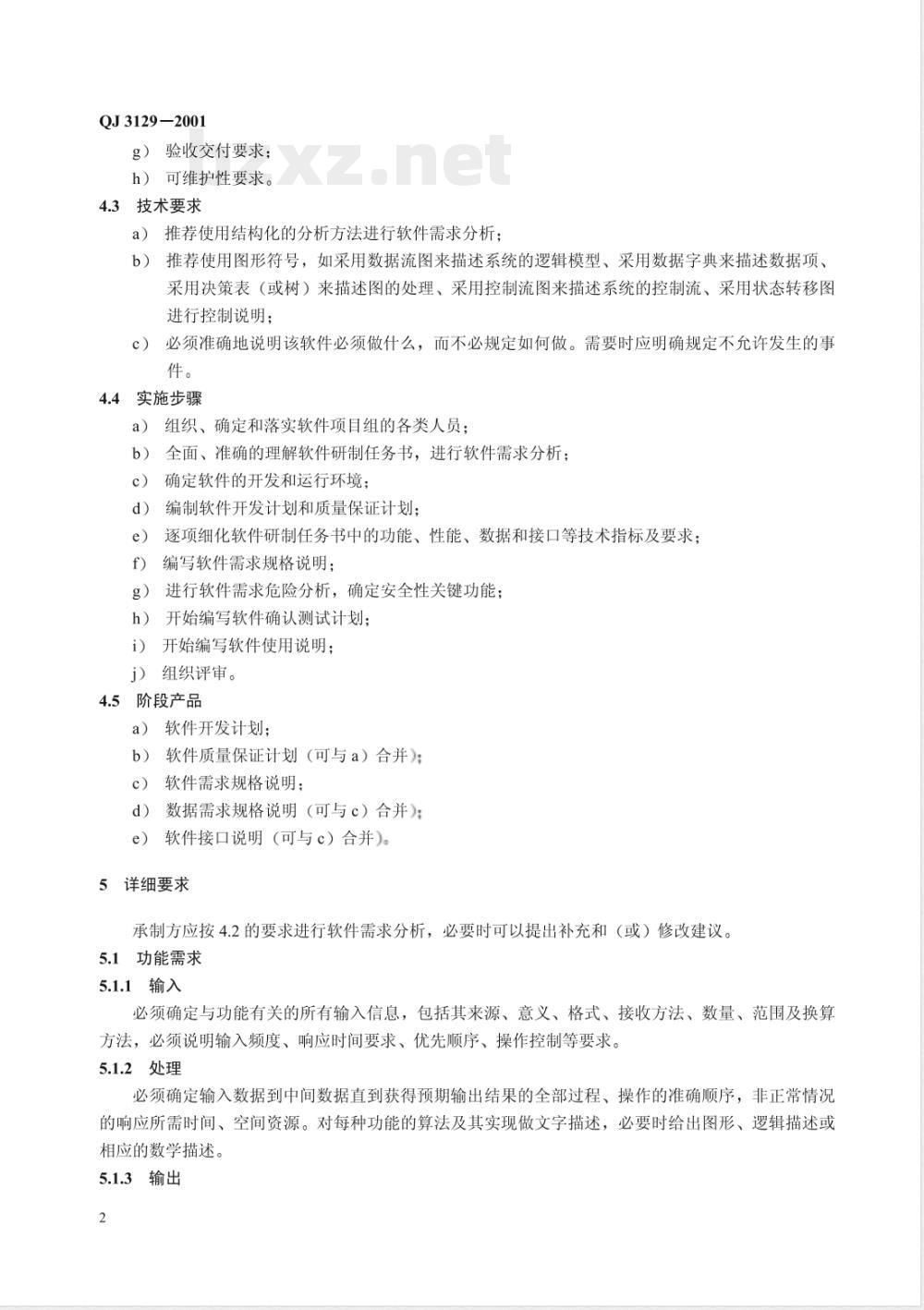 QJ 3129-2001 航天型号软件需求分析规范