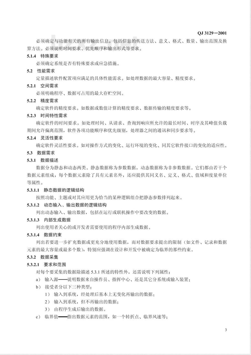 QJ 3129-2001 航天型号软件需求分析规范