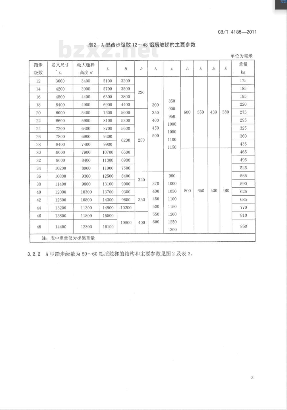 CB/T 4185-2011固定弧形踏步铝质舷梯 