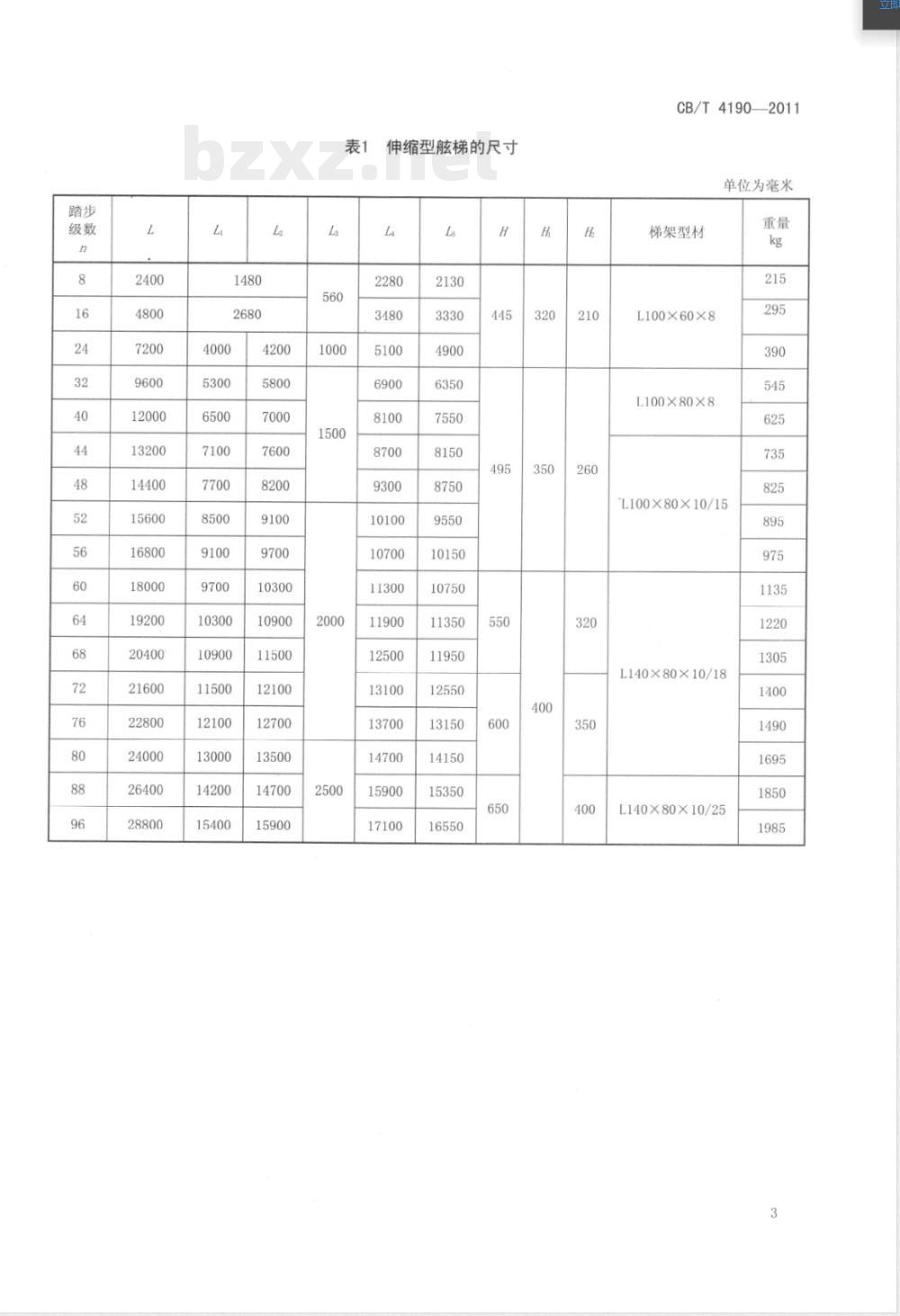CB/T 4190-2011伸缩型舷梯 