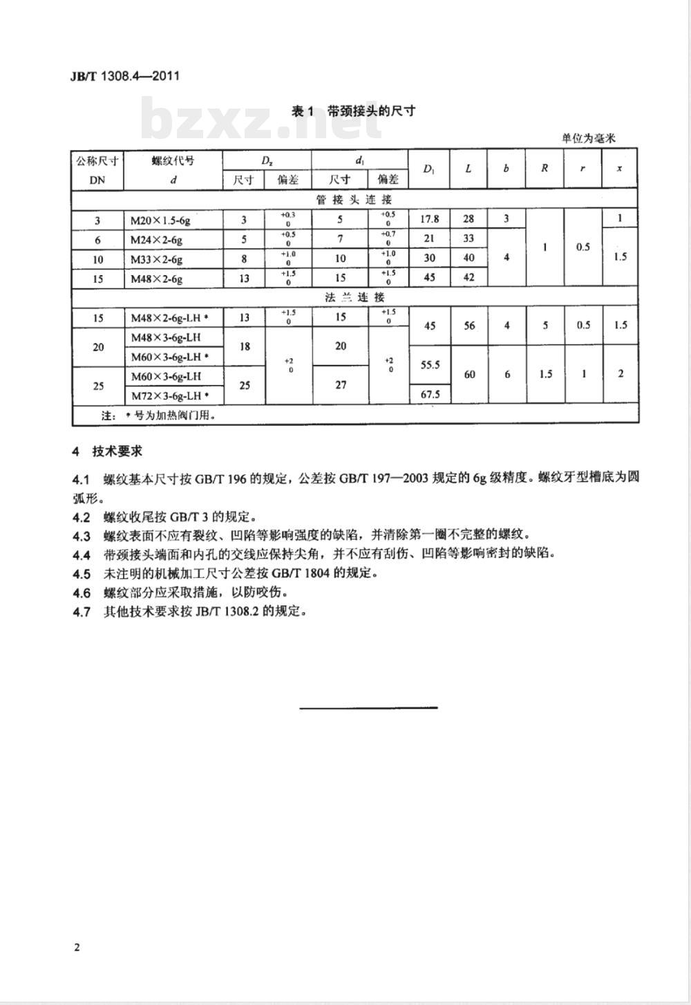 JB/T 1308.4-2011PN2500超高压阀门和管件  第4部分：带颈接头 