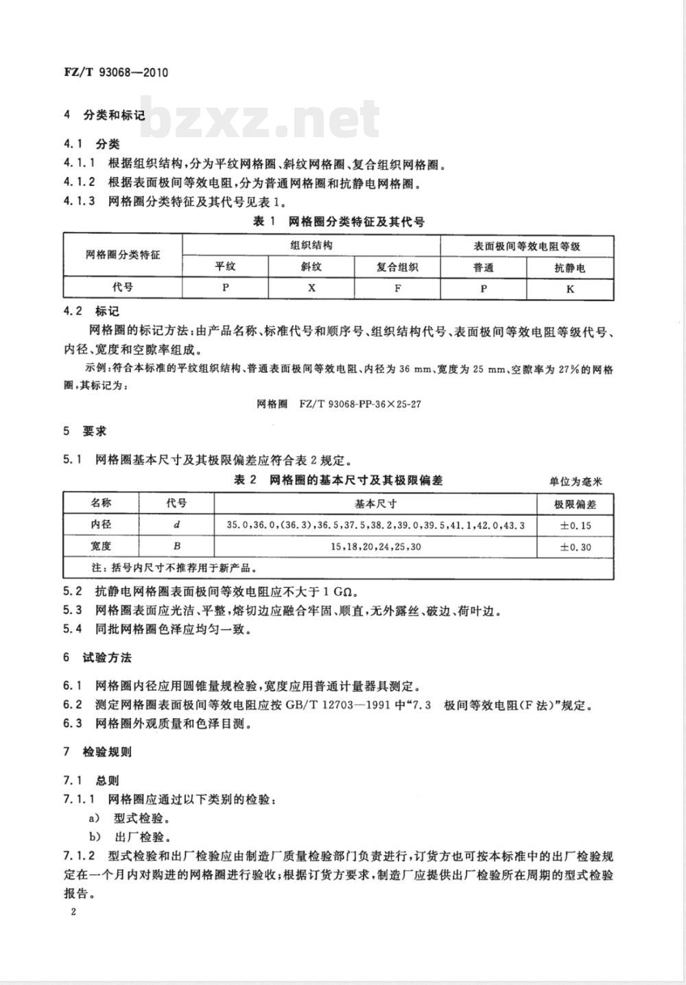 FZ/T 93068-2010集聚纺纱用网格圈 