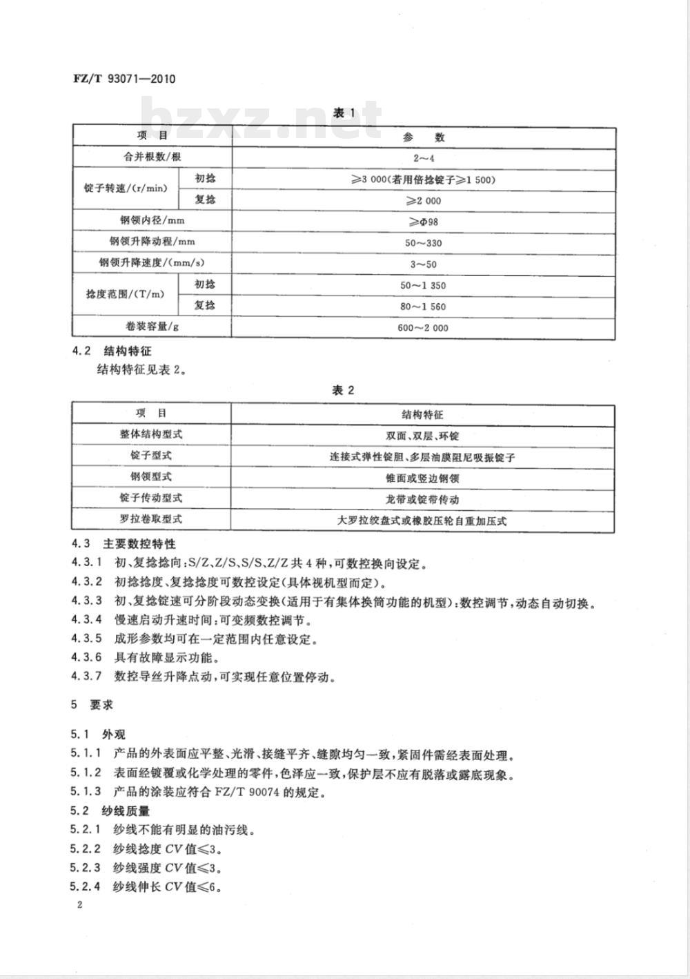 FZ/T 93071-2010一步法数控复合捻线机 
