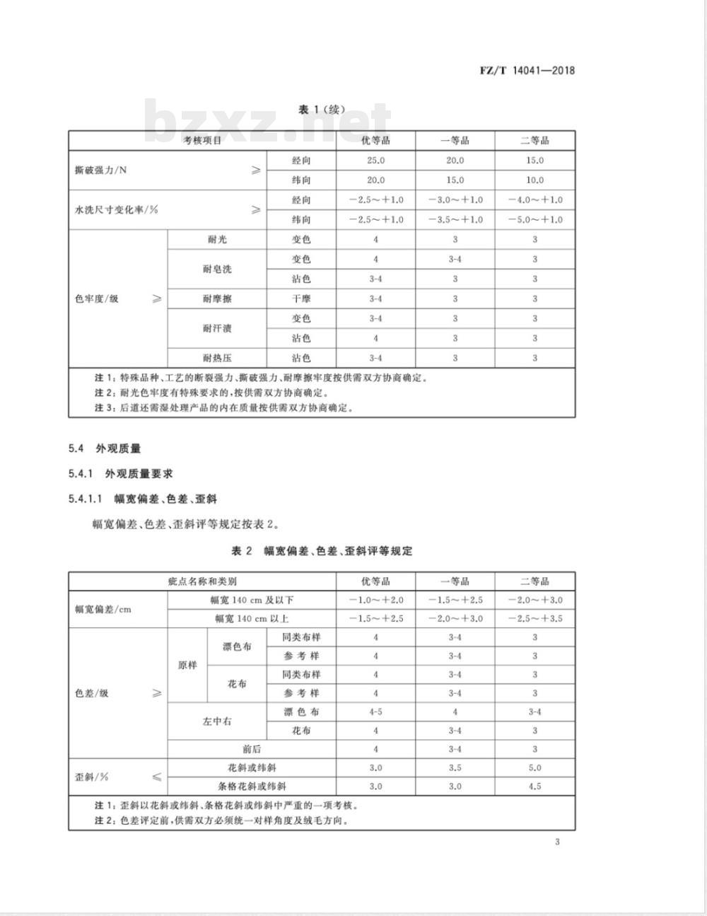 FZ/T 14041-2018灯芯绒涤棉混纺印染布 