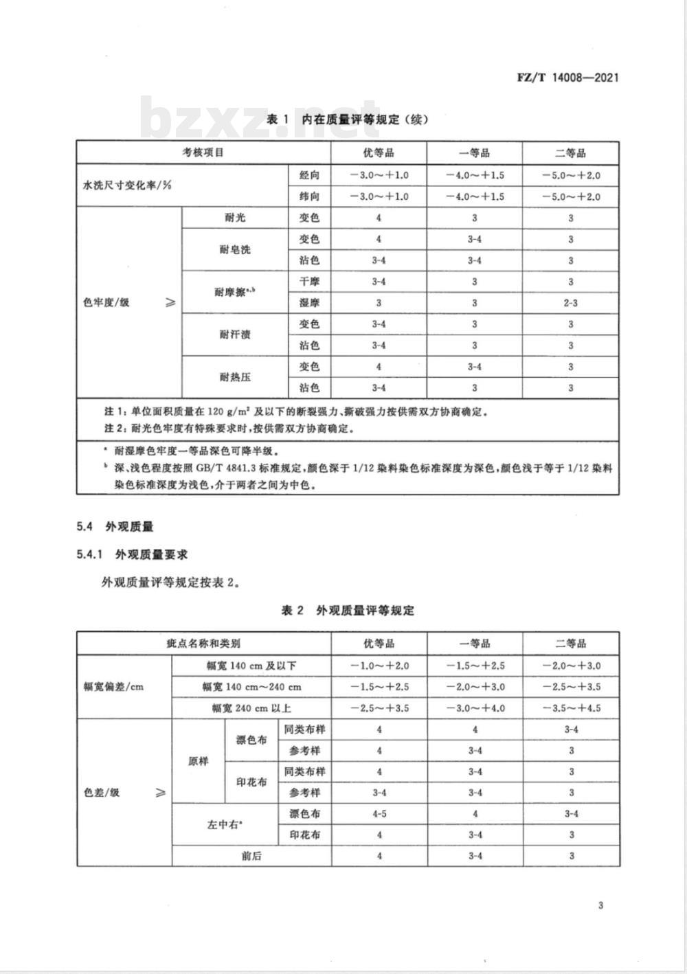 FZ/T 14008-2021棉维混纺印染布 