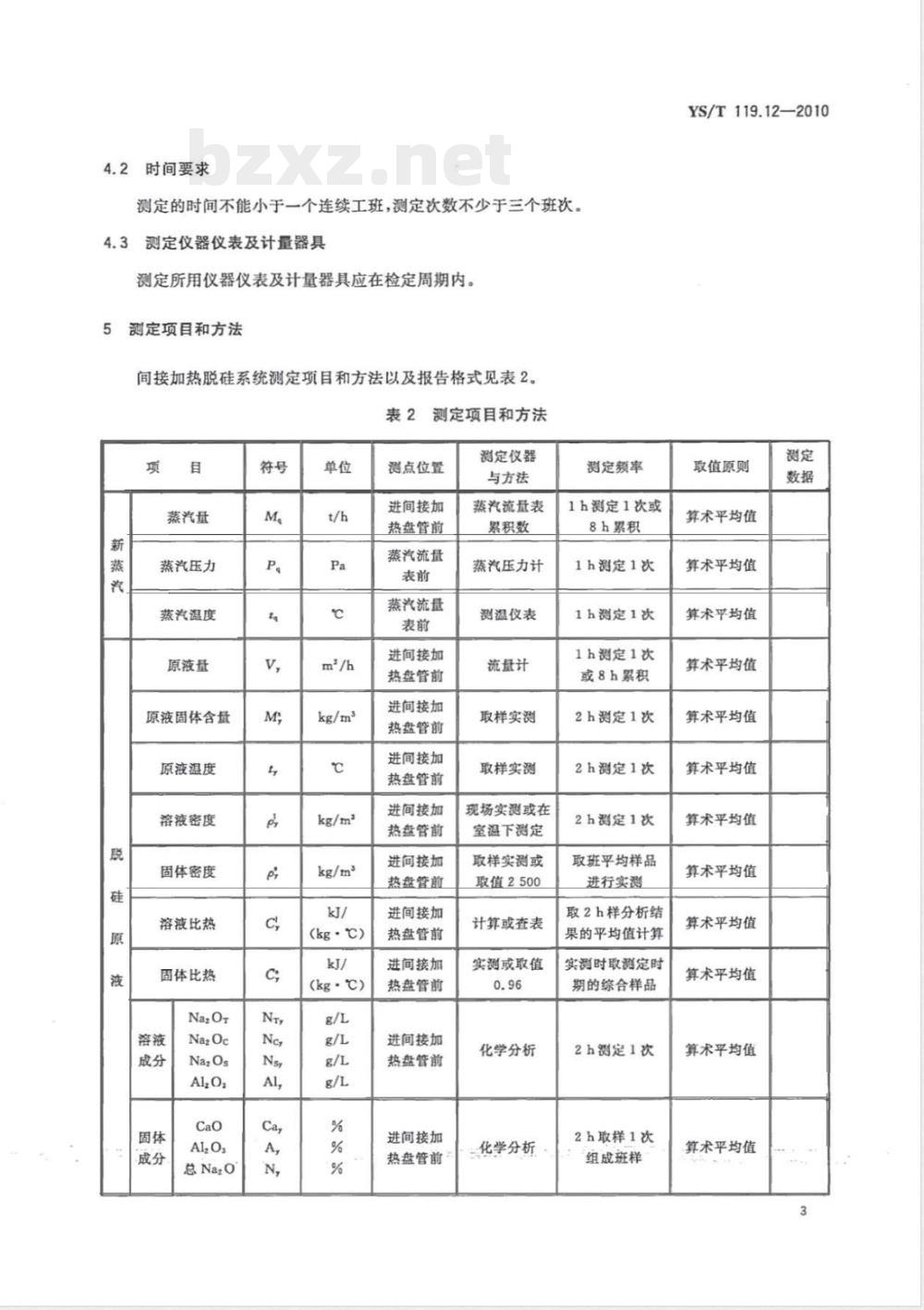 YS/T 119.12-2010氧化铝生产专用设备 热平衡测定与计算方法 第12部分:间接加热脱硅系统 