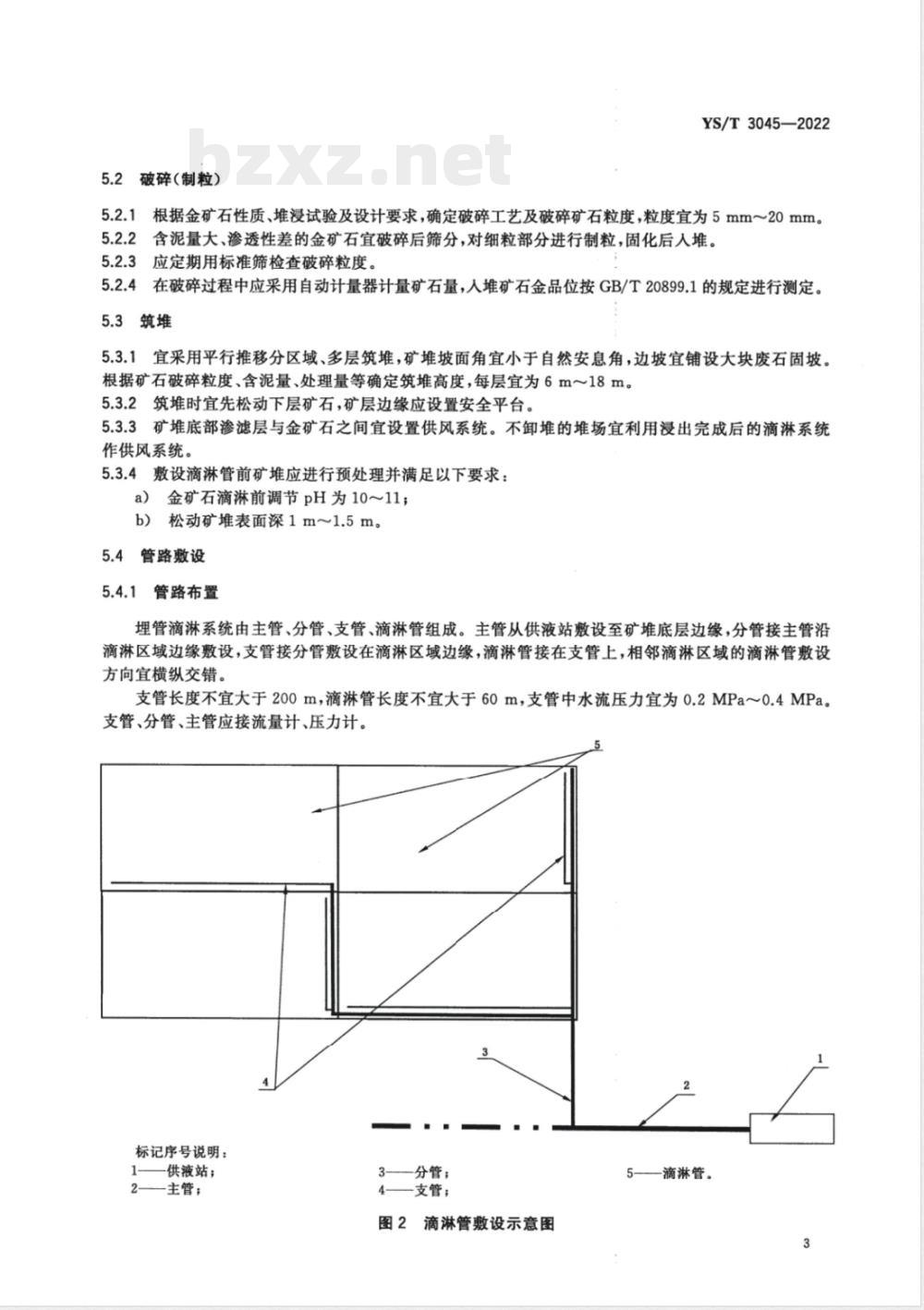 YS/T 3045-2022埋管滴淋堆浸提金技术规范 