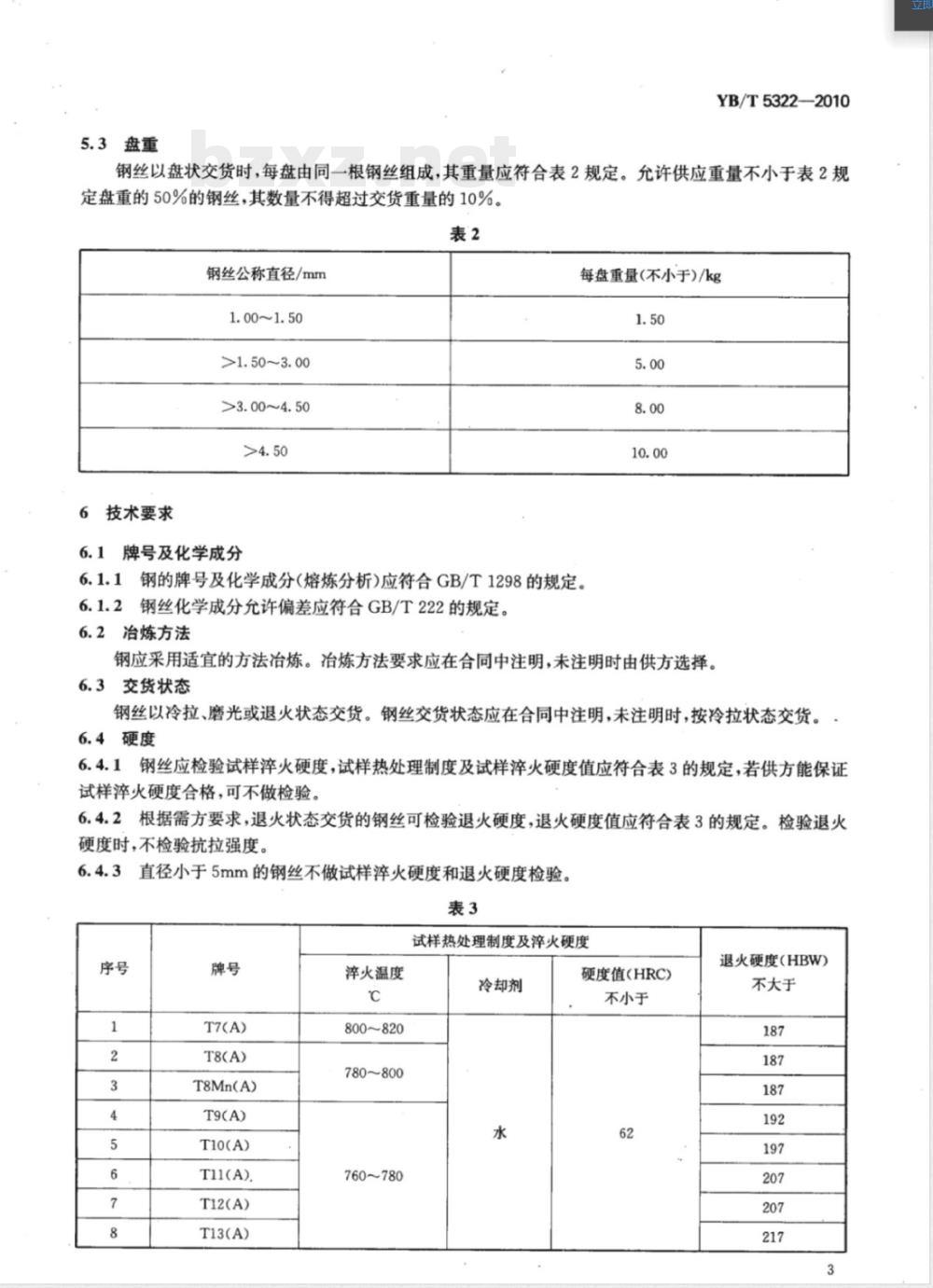 YB/T 5322-2010碳素工具钢丝 