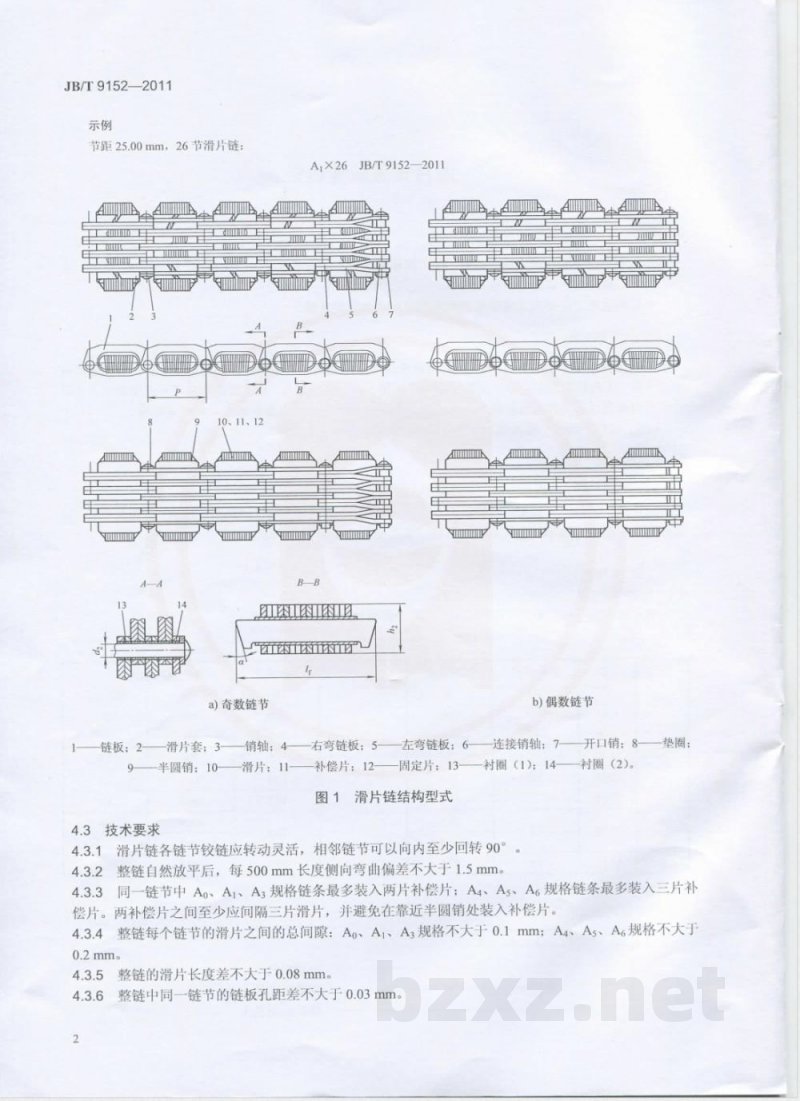 JB/T 9152-2011滑片式无级变速链 