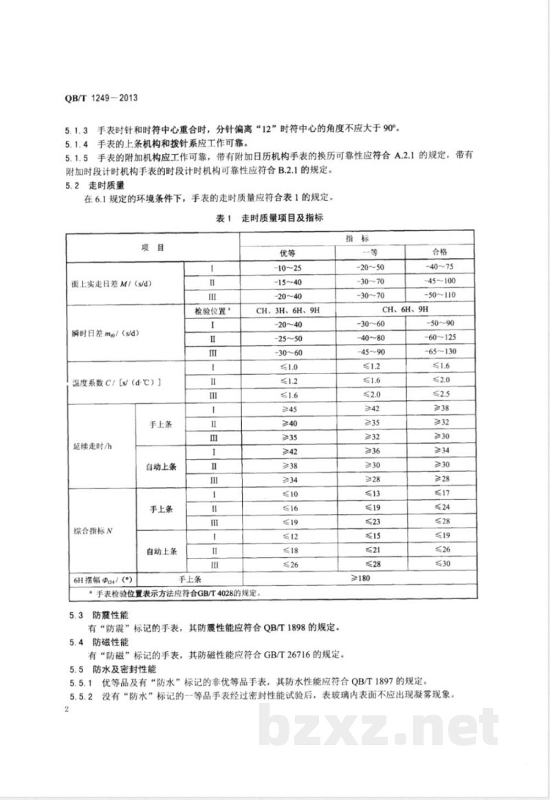 QB/T 1249-2013机械手表 QB/T 1249-2013机械手表